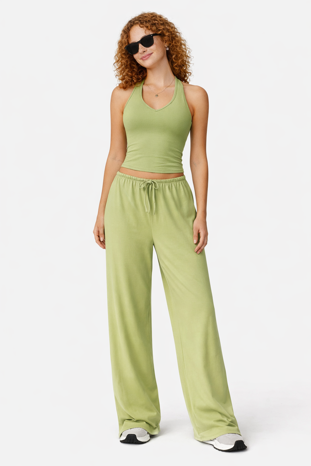 Elsa-Conjunto con espalda abierta y pantalón de tiro alto con cordón ajustable