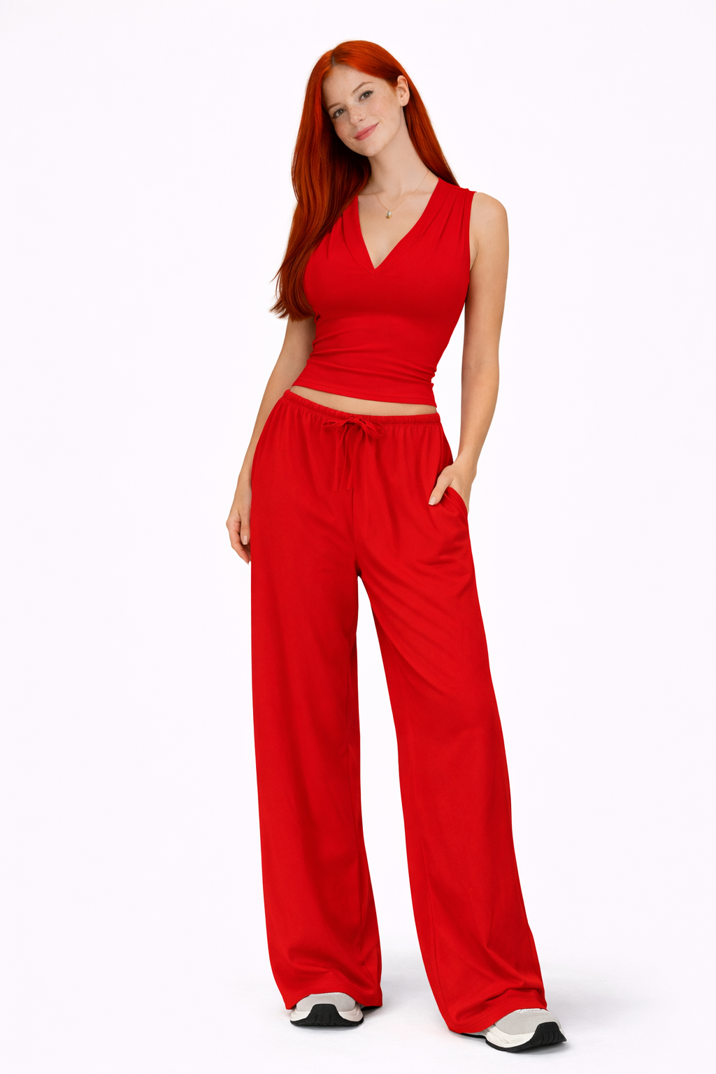 Elsa-Conjunto con espalda abierta y pantalón de tiro alto con cordón ajustable