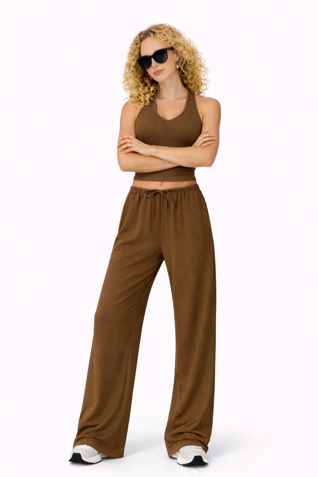 Elsa-Conjunto con espalda abierta y pantalón de tiro alto con cordón ajustable