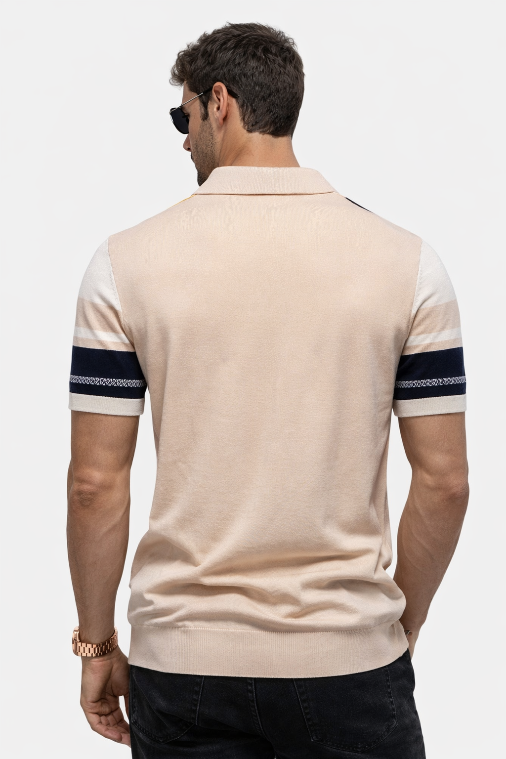 Saúl-Polo de punto con rayas en contraste