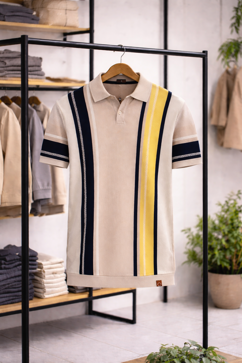Saúl-Polo de punto con rayas en contraste