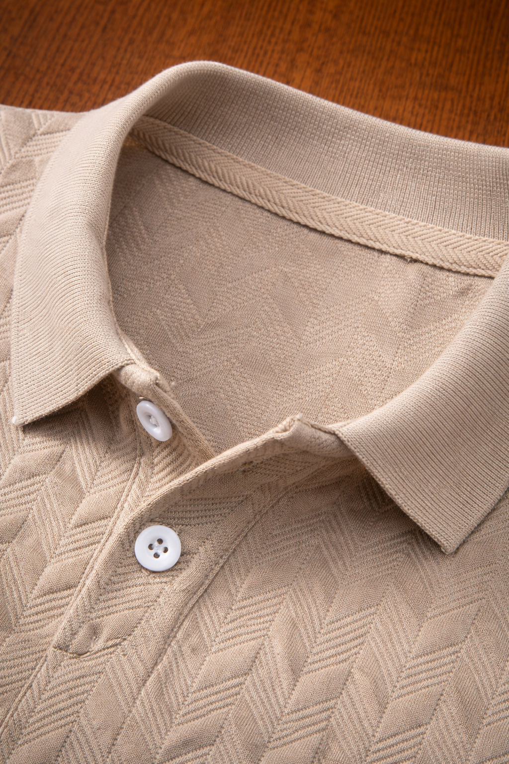 Dani-Polo clásico de punto textura de zigzag