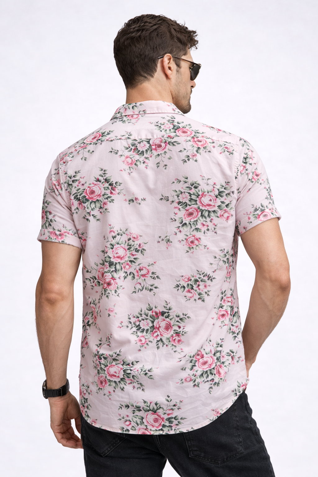 Mario- Camisa de botones Hawaina Rosa