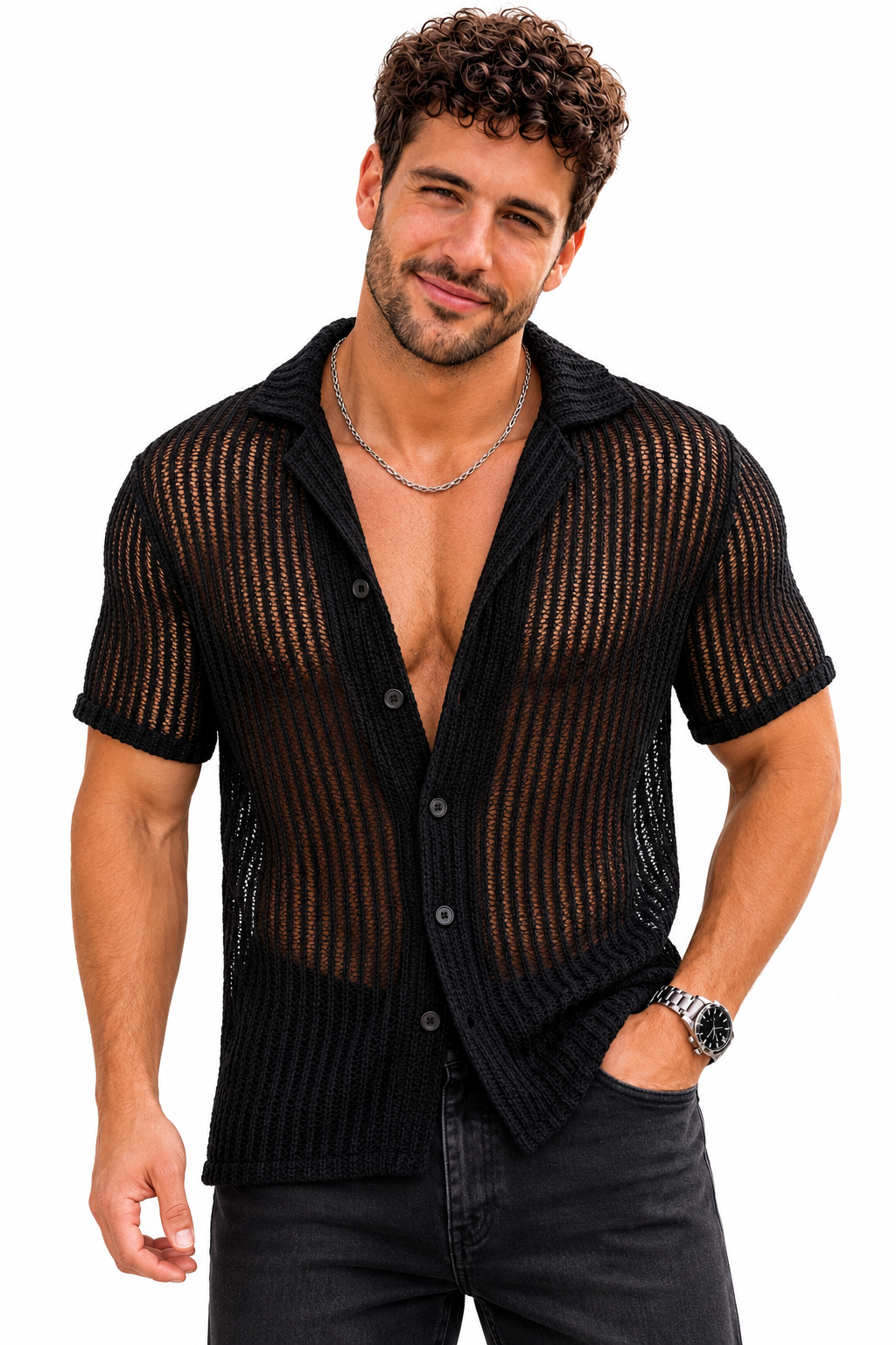Rodrigo- Camisa calada de manga corta