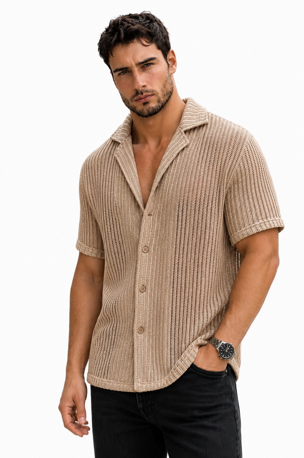 Rodrigo- Camisa calada de manga corta
