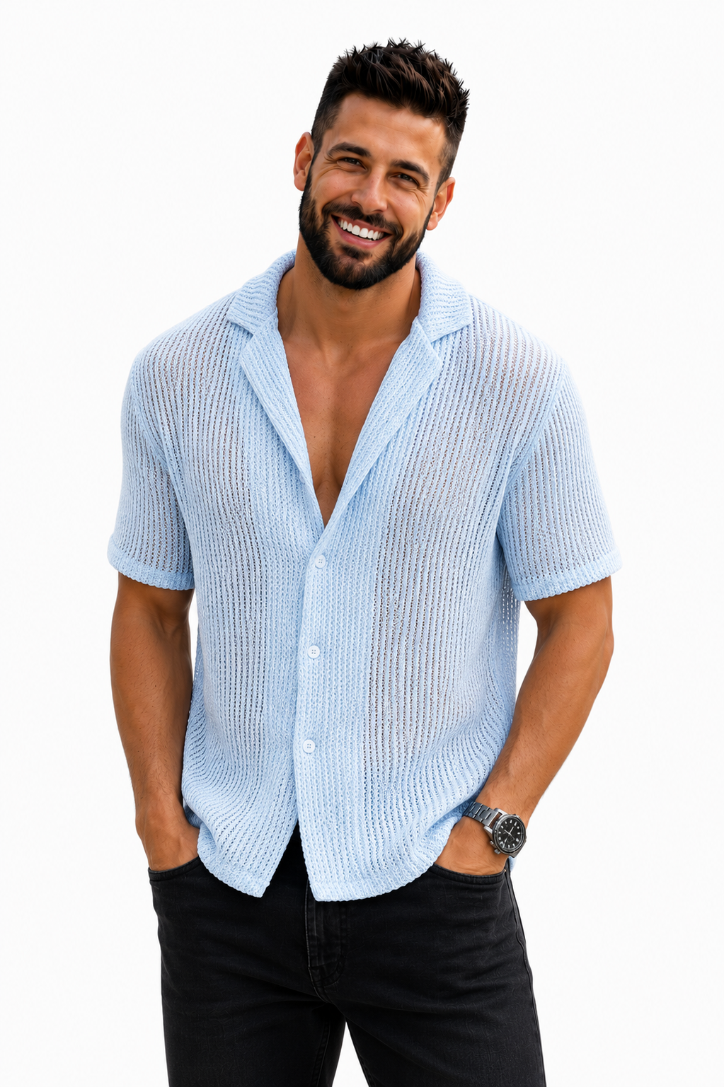 Rodrigo- Camisa calada de manga corta