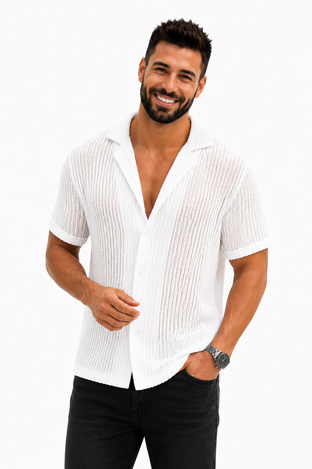 Rodrigo- Camisa calada de manga corta