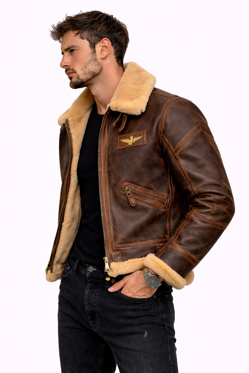 Samuel - Chaqueta de cuero y lana