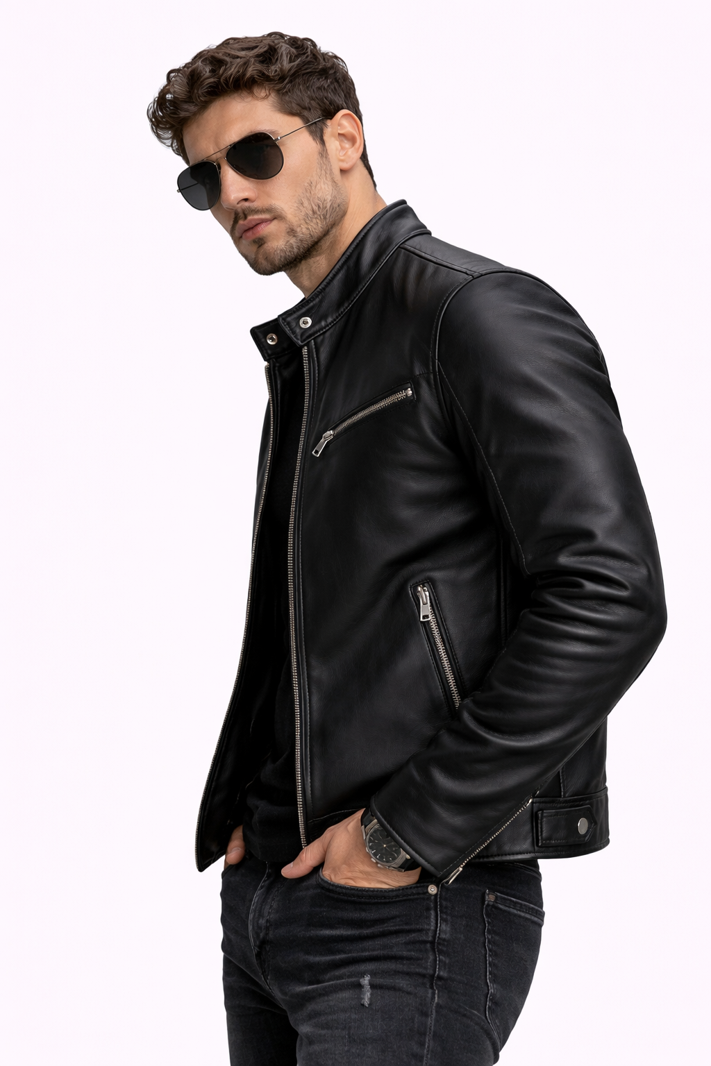 Aaron- Chaqueta de cuero fina