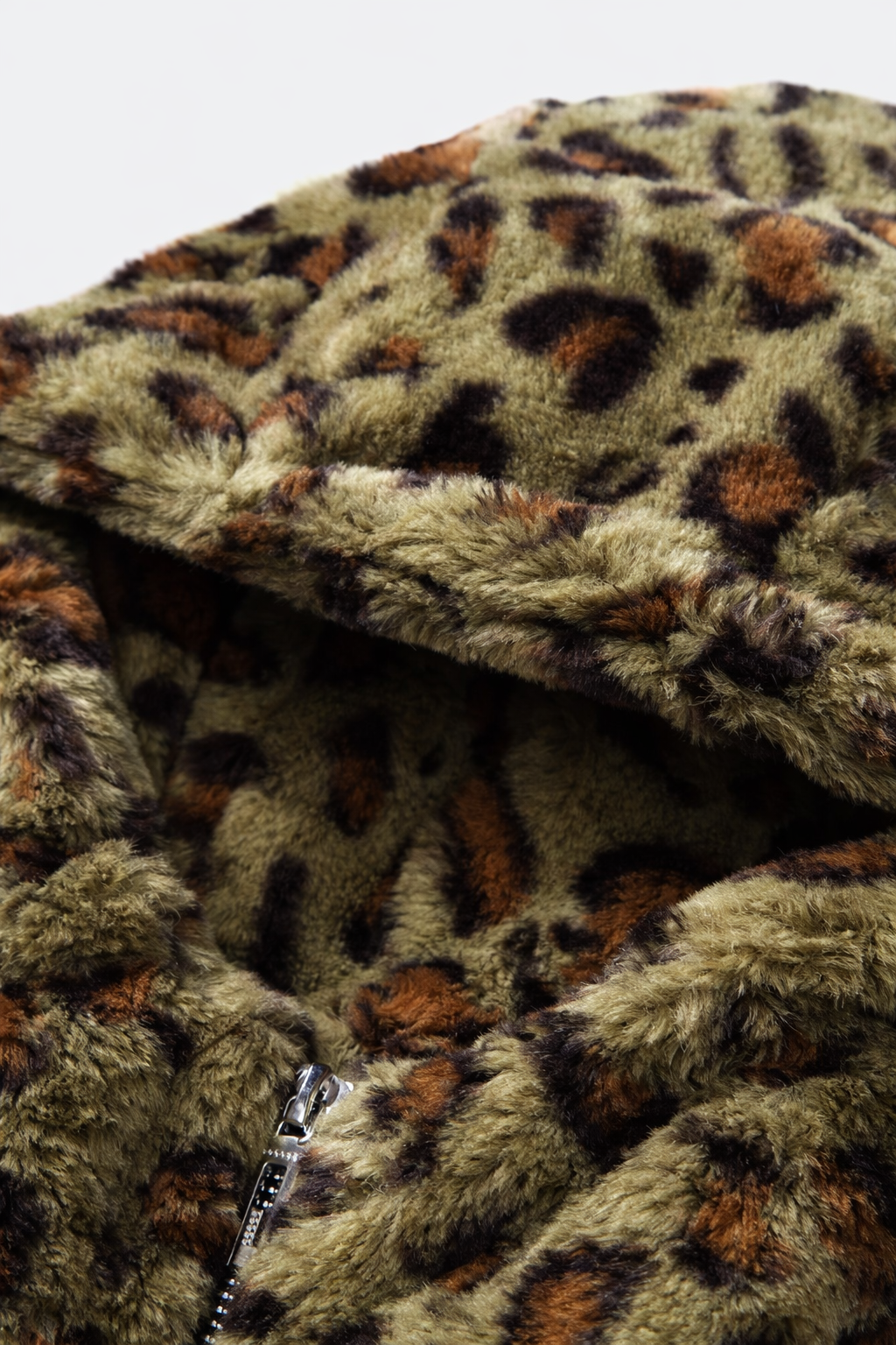 Evelyn-Abrigo de leopardo con capucha y cremallera