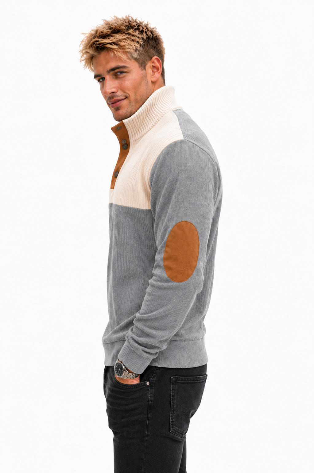 Gerard- Suéter Tipo Polo casual manga larga y botones
