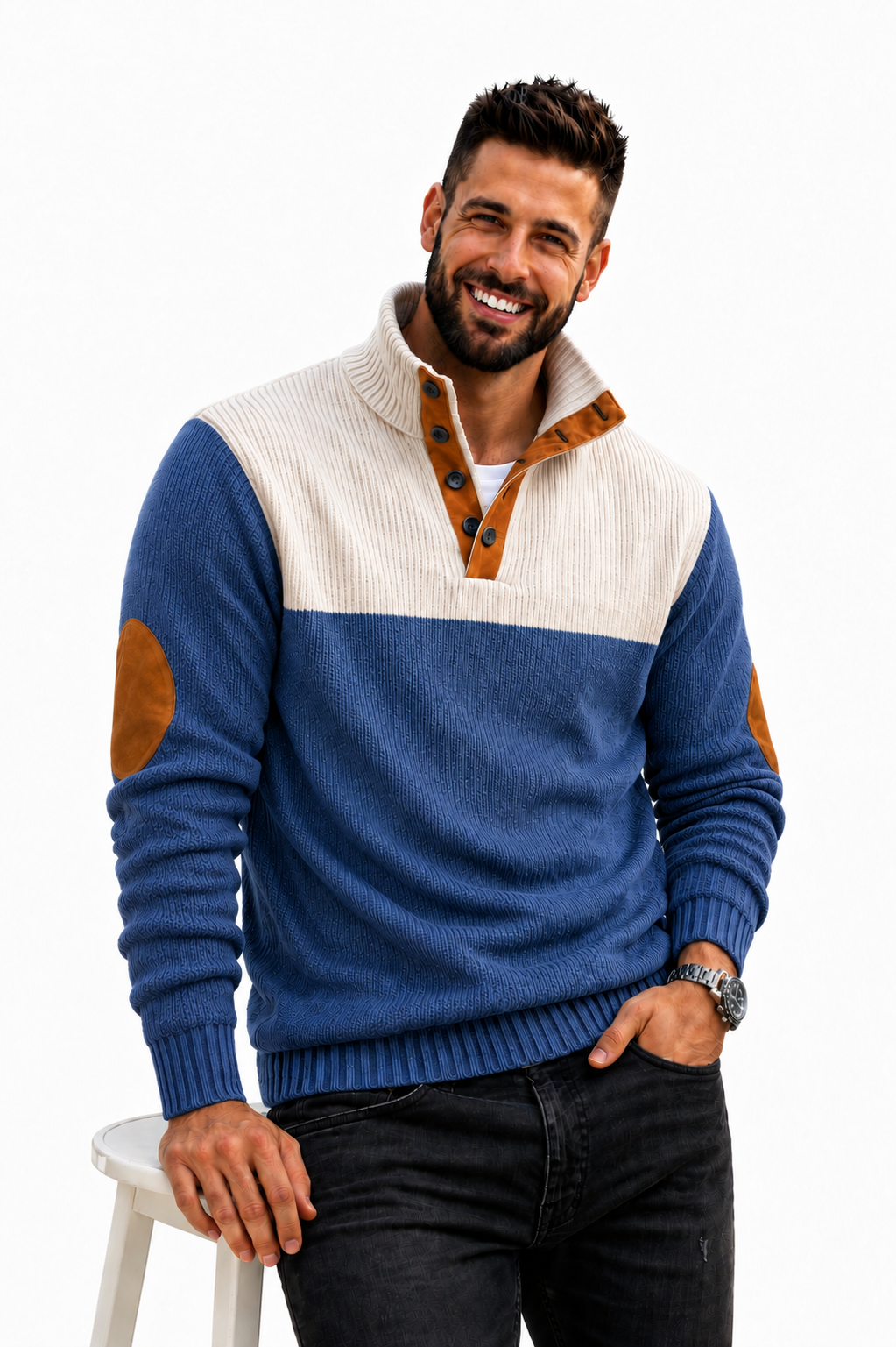 Gerard- Suéter Tipo Polo casual manga larga y botones