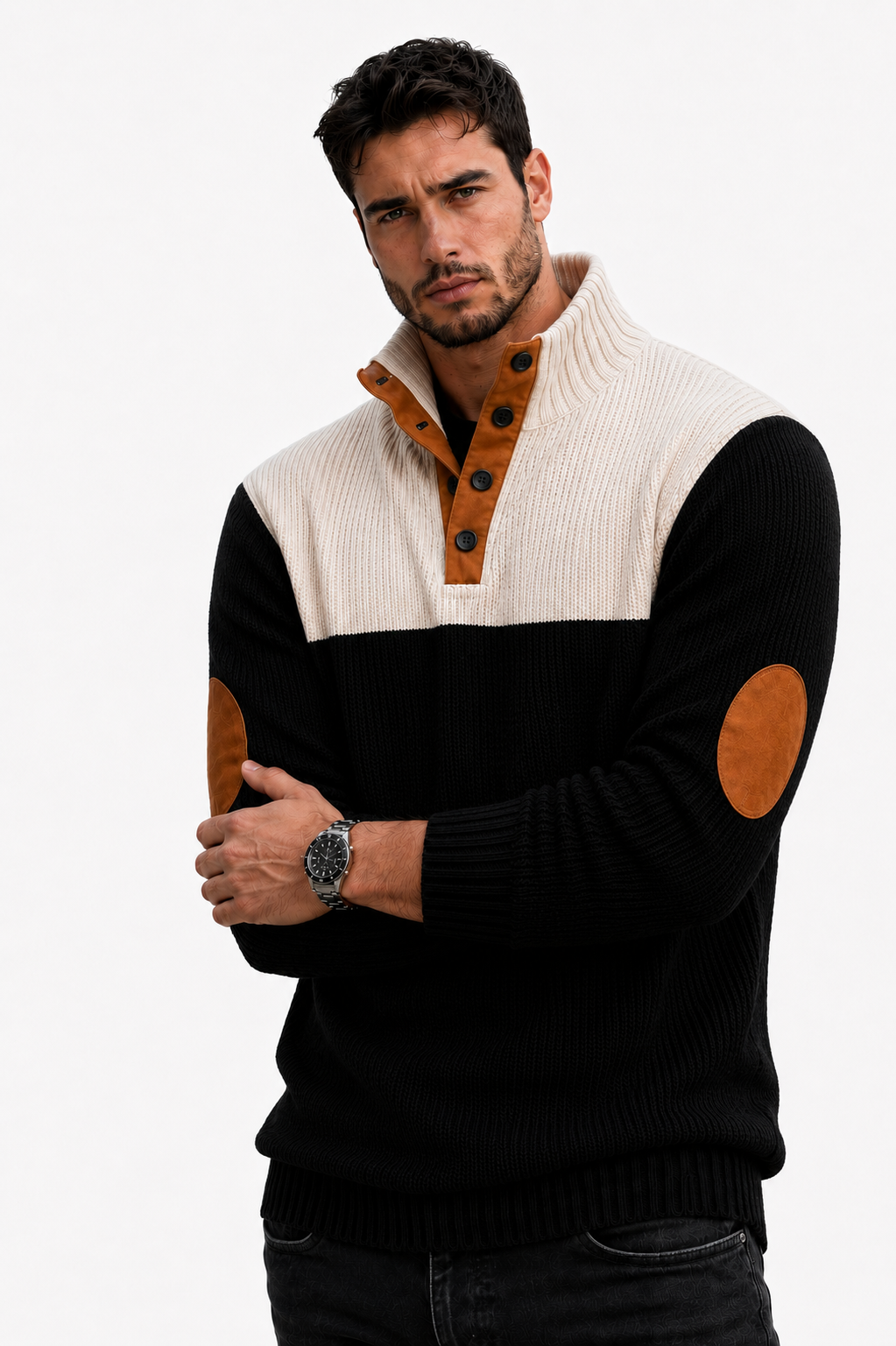 Gerard- Suéter Tipo Polo casual manga larga y botones