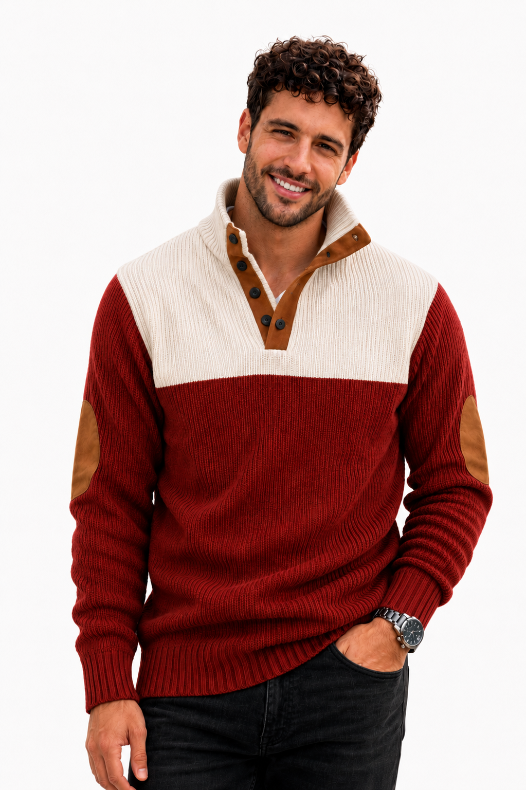 Gerard- Suéter Tipo Polo casual manga larga y botones