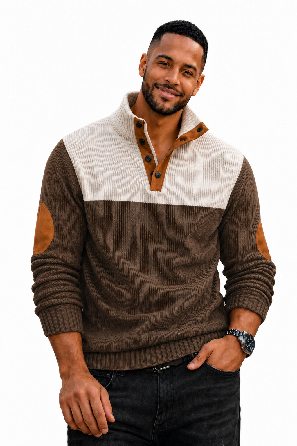 Gerard- Suéter Tipo Polo casual manga larga y botones