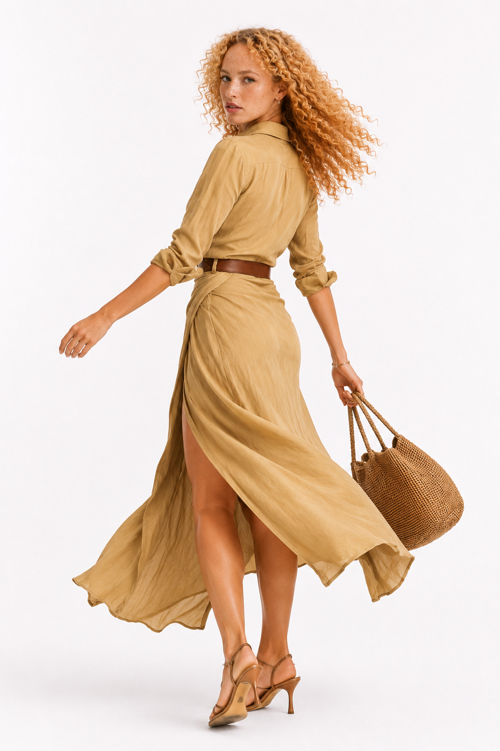 Jumie-Vestido de manga larga con cuello de solapa