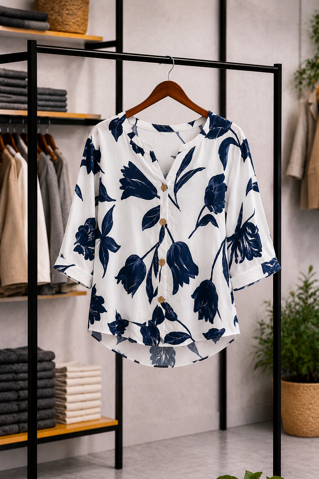 Lizbeth - Blusa floral con botones