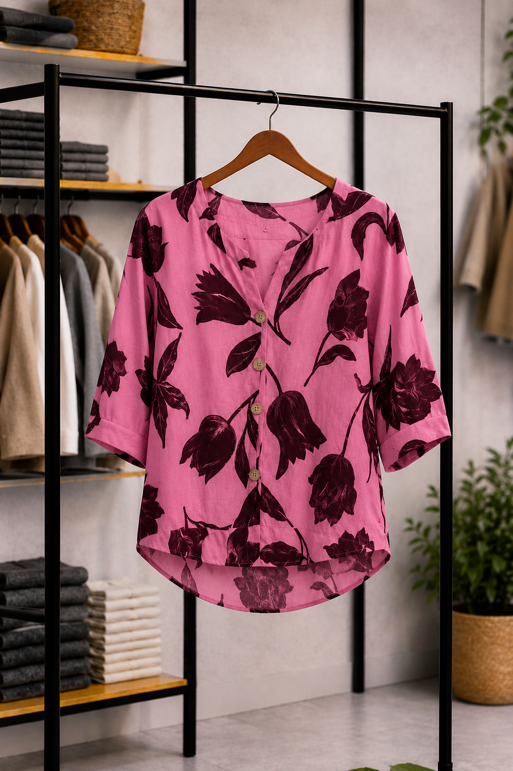 Lizbeth - Blusa floral con botones
