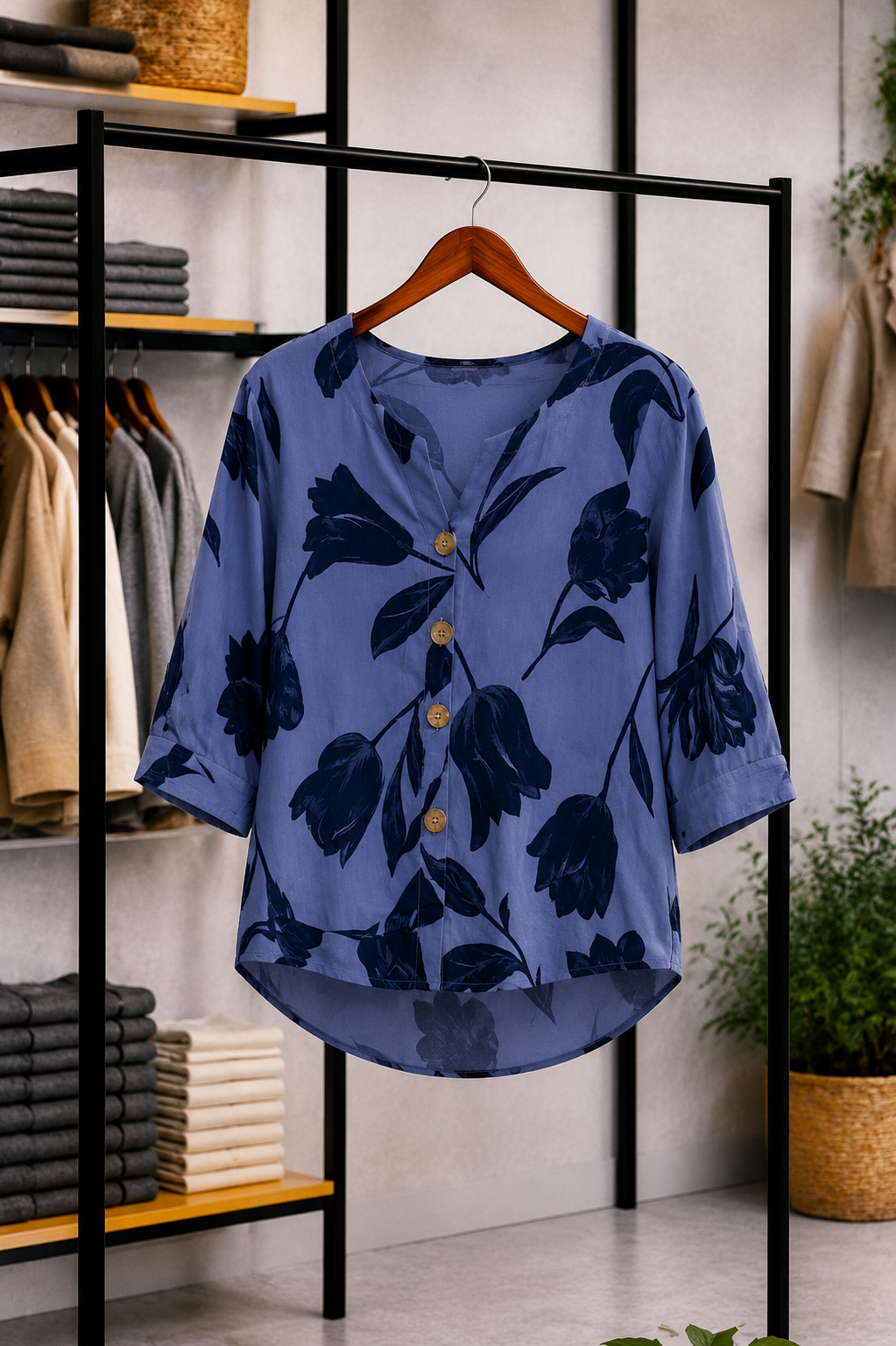 Lizbeth - Blusa floral con botones