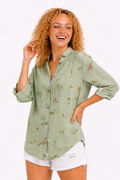 Sonia-Blusa floral de ajuste ligero y botones
