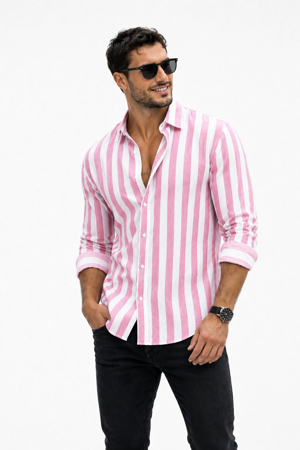 Emilio-Camisa de rayas clásica con botones