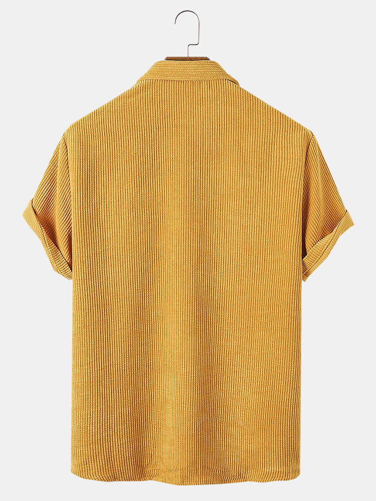 Corduroy Basic Short Sleeve Shirts