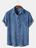 Corduroy Basic Short Sleeve Shirts