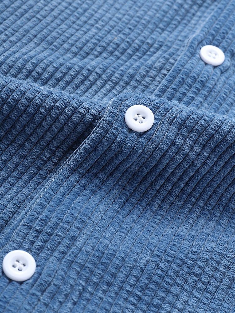 Corduroy Basic Short Sleeve Shirts