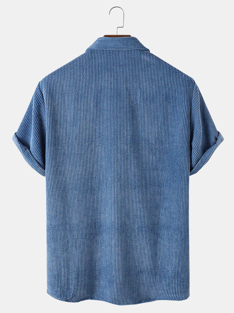 Corduroy Basic Short Sleeve Shirts